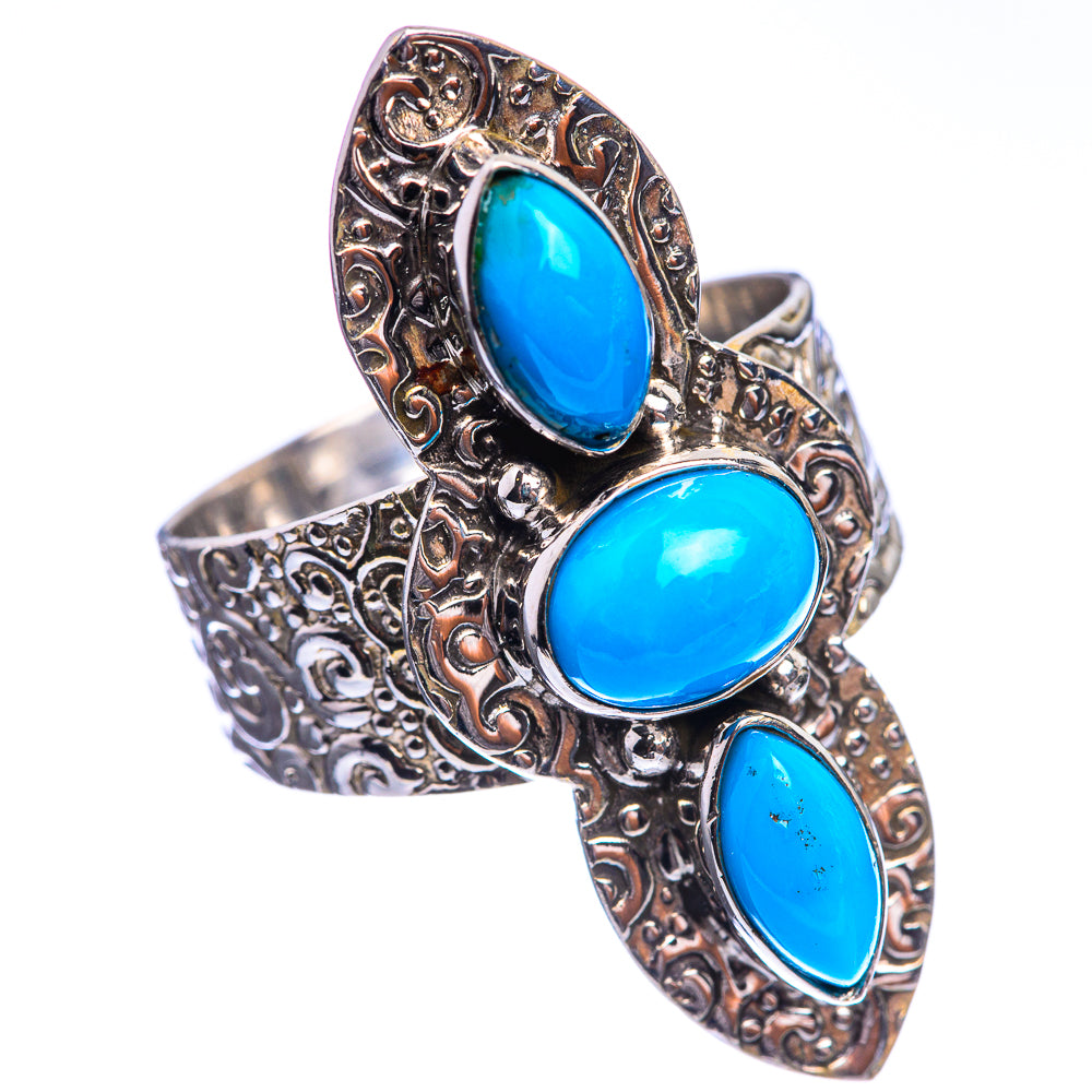 Sleeping Beauty Turquoise 925 Sterling Silver Ring Size 8.25