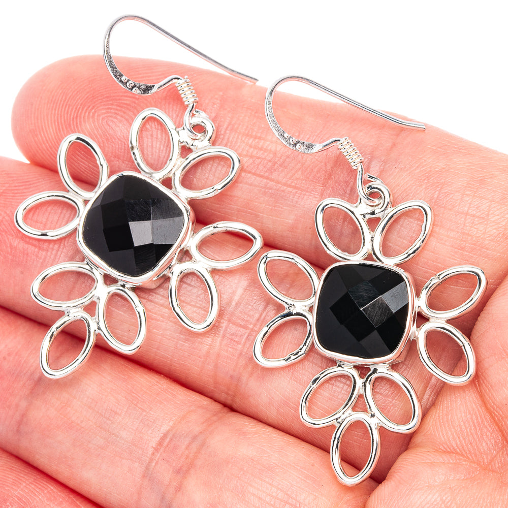 Premium Black Onyx Earrings 1 7/8" (925 Sterling Silver) E1202