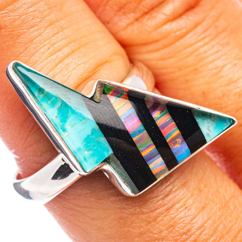 Premium Aura Opal Bolt Ring Size 8.75 (.925 Sterling Silver)