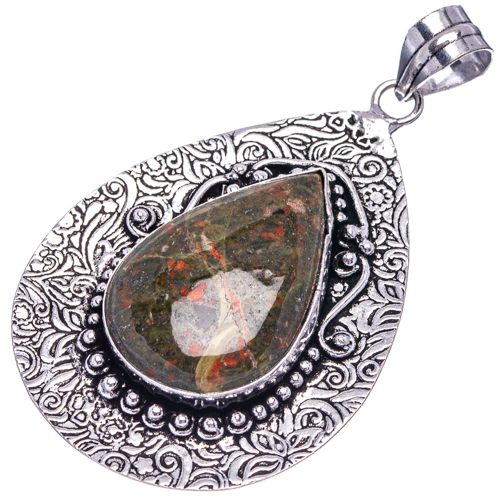 Unakite Pendant 2 5/8" (German Silver)