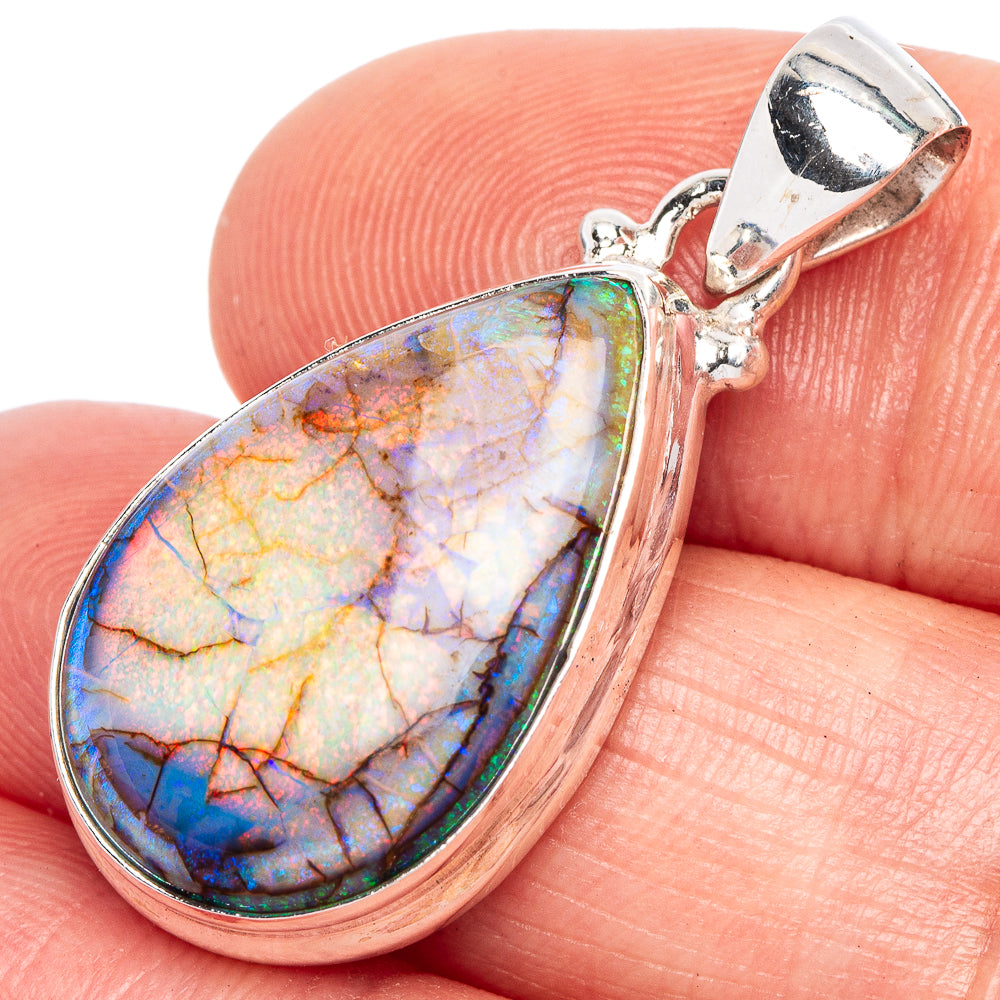 Rare Sterling Opal Pendant 1 3/8" (925 Sterling Silver) P41561