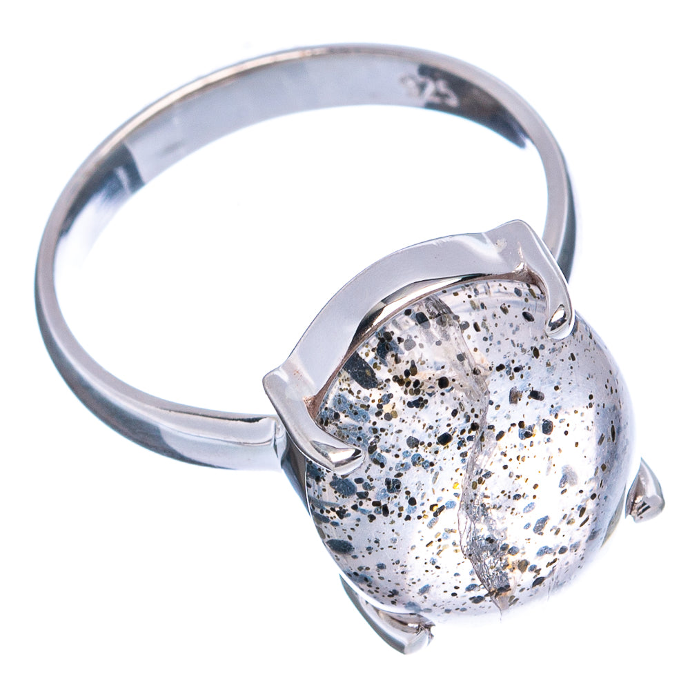 Black Dot Rutilated Quartz Ring Size 5.75 (.925 Sterling Silver)