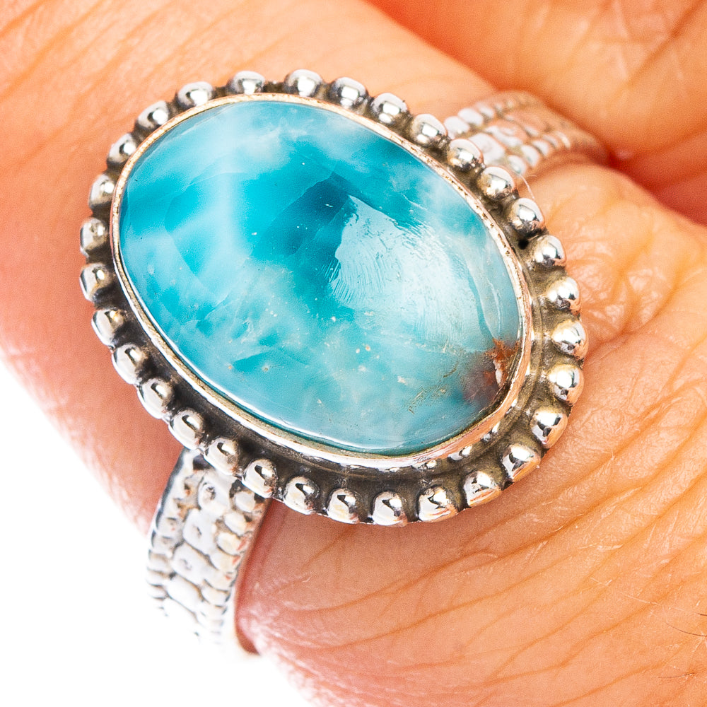 Rare Larimar Ring Size 7.75 (925 Sterling Silver) R7794