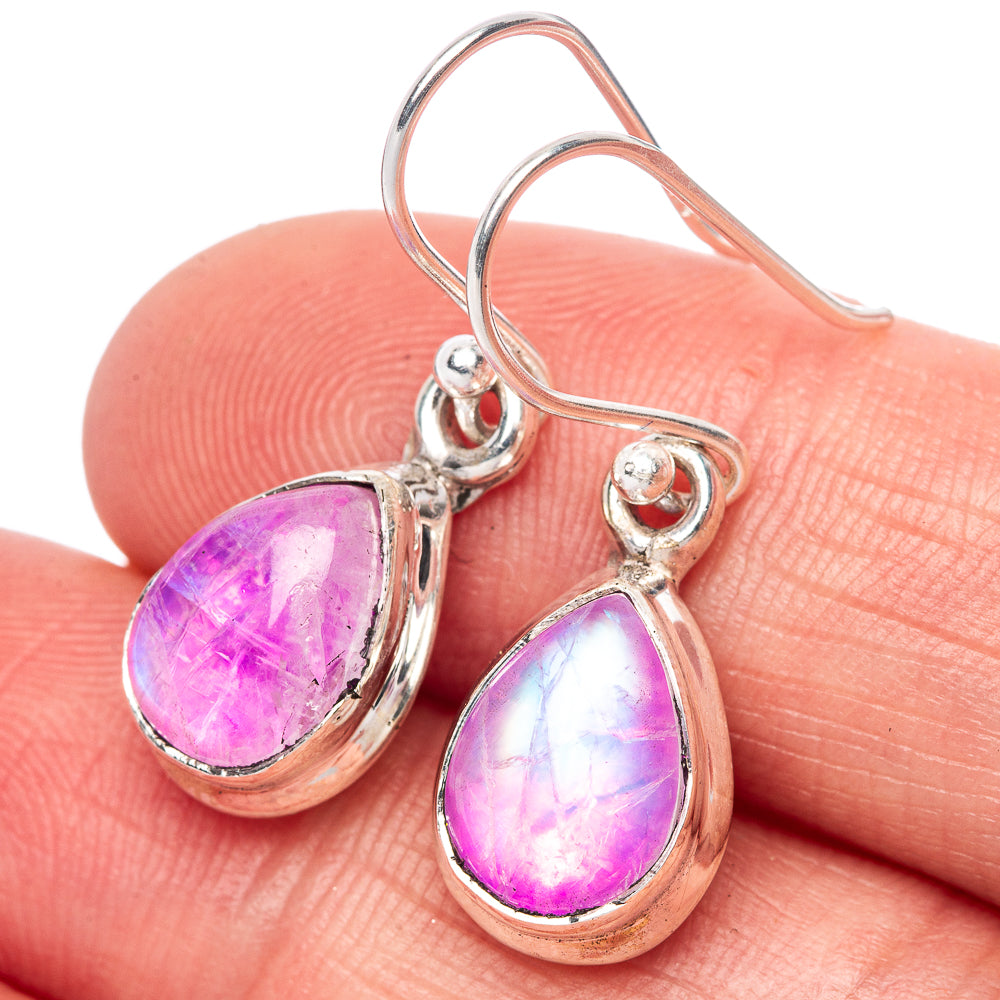 Pink Moonstone Earrings 1 1/8" (925 Sterling Silver) E1364