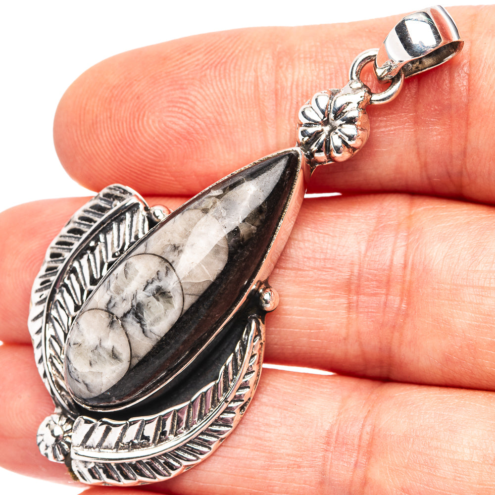 Premium Orthoceras Fossil Pendant 2 1/4" (.925 Sterling Silver)