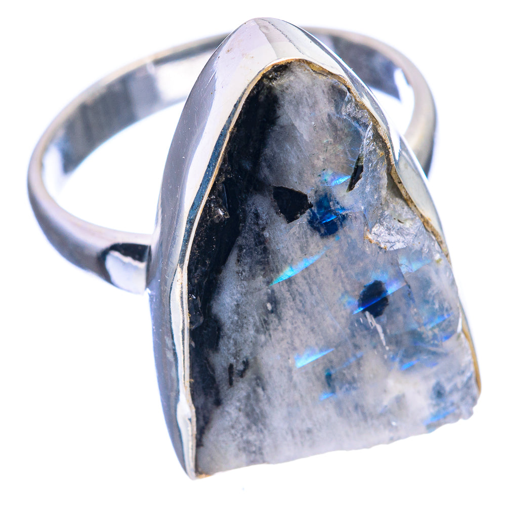 Raw Rainbow Moonstone Ring Size 8.25 (925 Sterling Silver) R142298