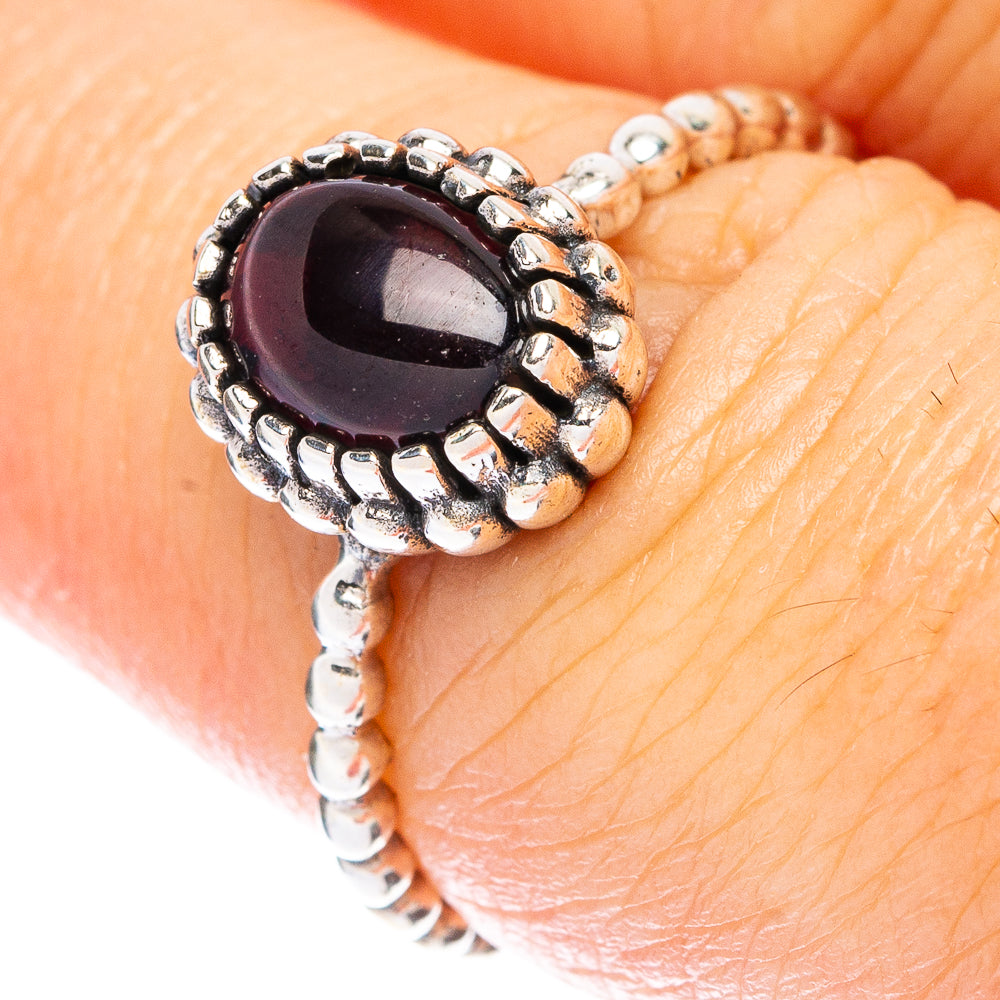 Garnet Dainty Ring Size 6.75 (925 Sterling Silver) R146877