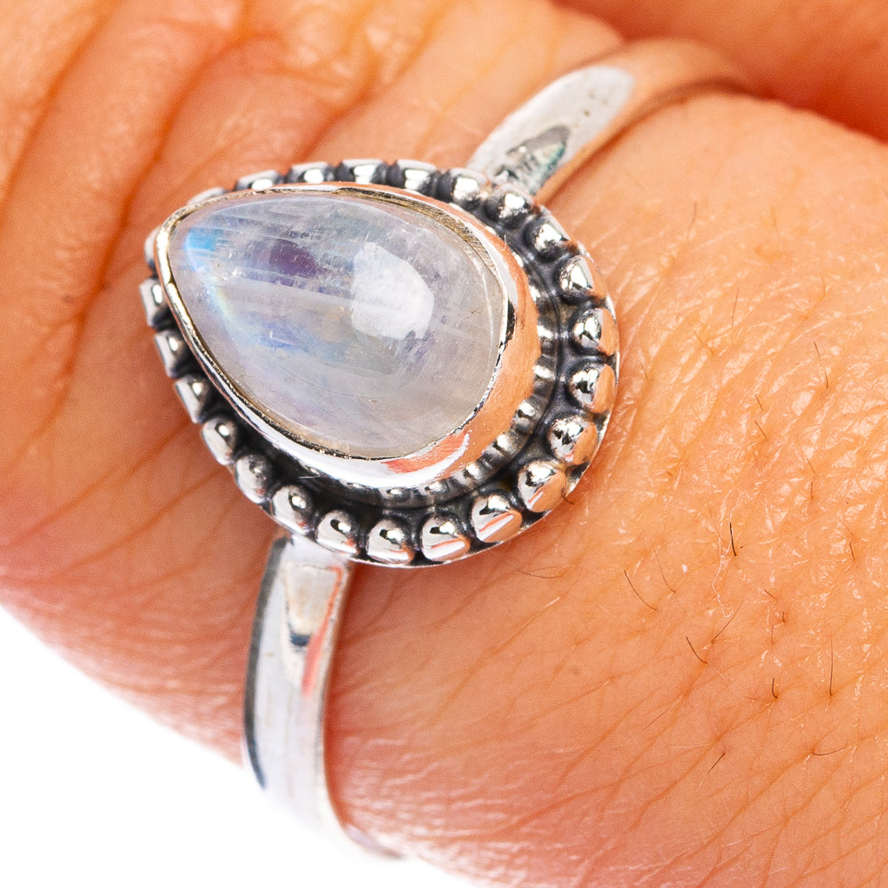 Rainbow Moonstone Dainty Ring Size 9 (925 Sterling Silver) R145520