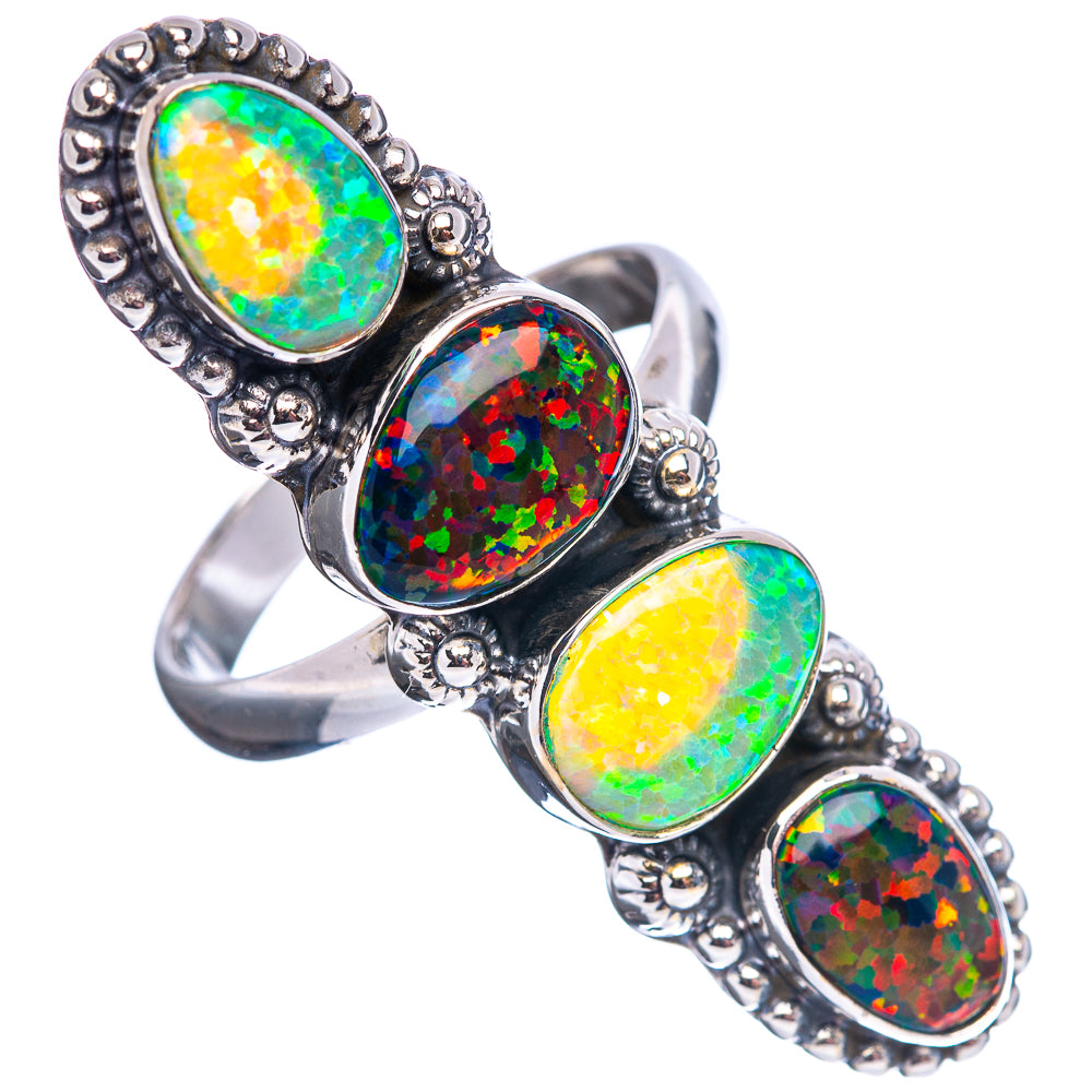 Premium Synthetic Opal Ring Size 9 (.925 Sterling Silver)