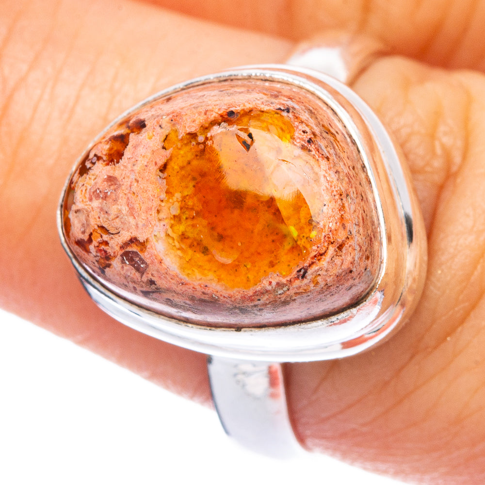 Rare Mexican Fire Opal Ring Size 7.75 (925 Sterling Silver) R145544
