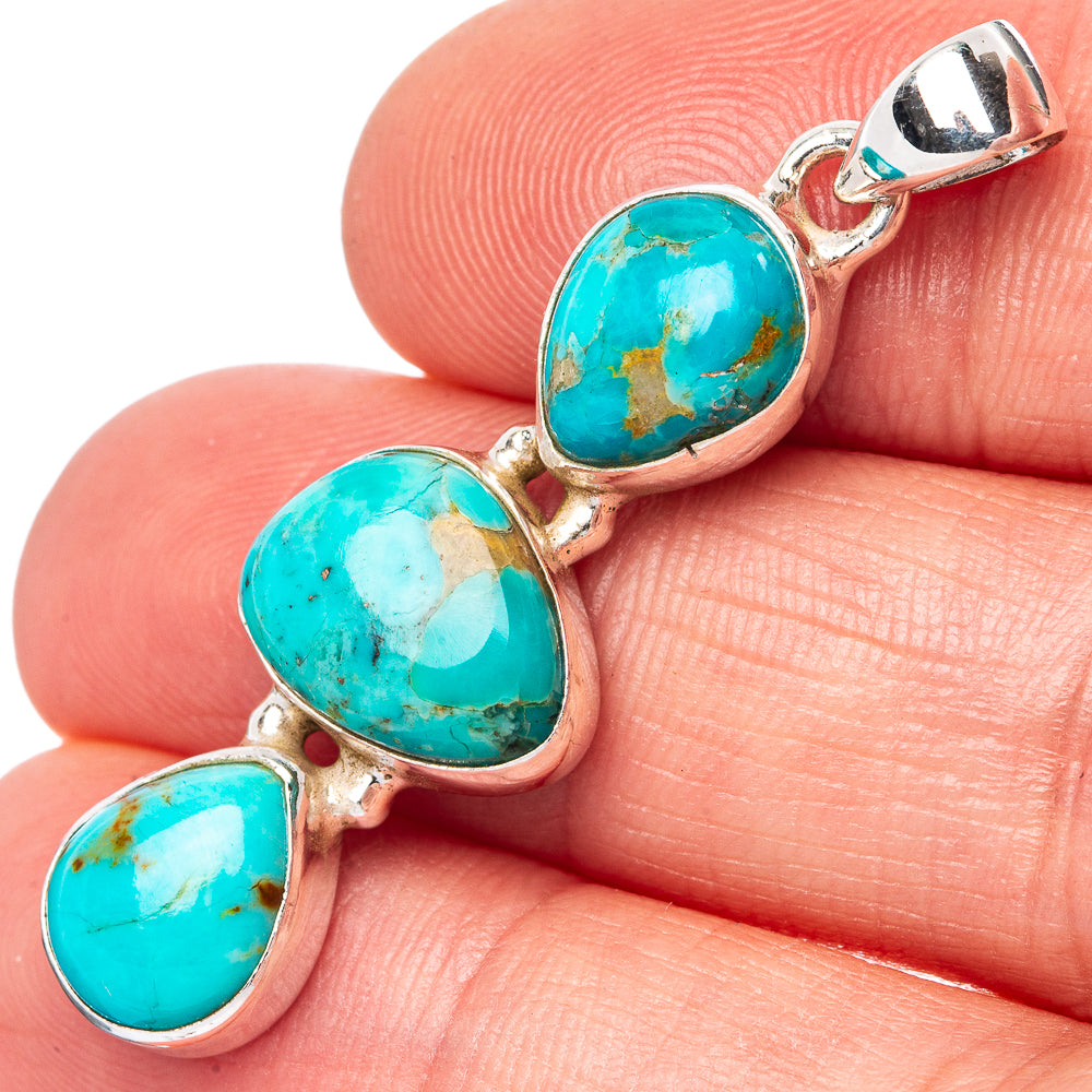 Kingman Turquoise Pendant 1 5/8" (925 Sterling Silver) P42758