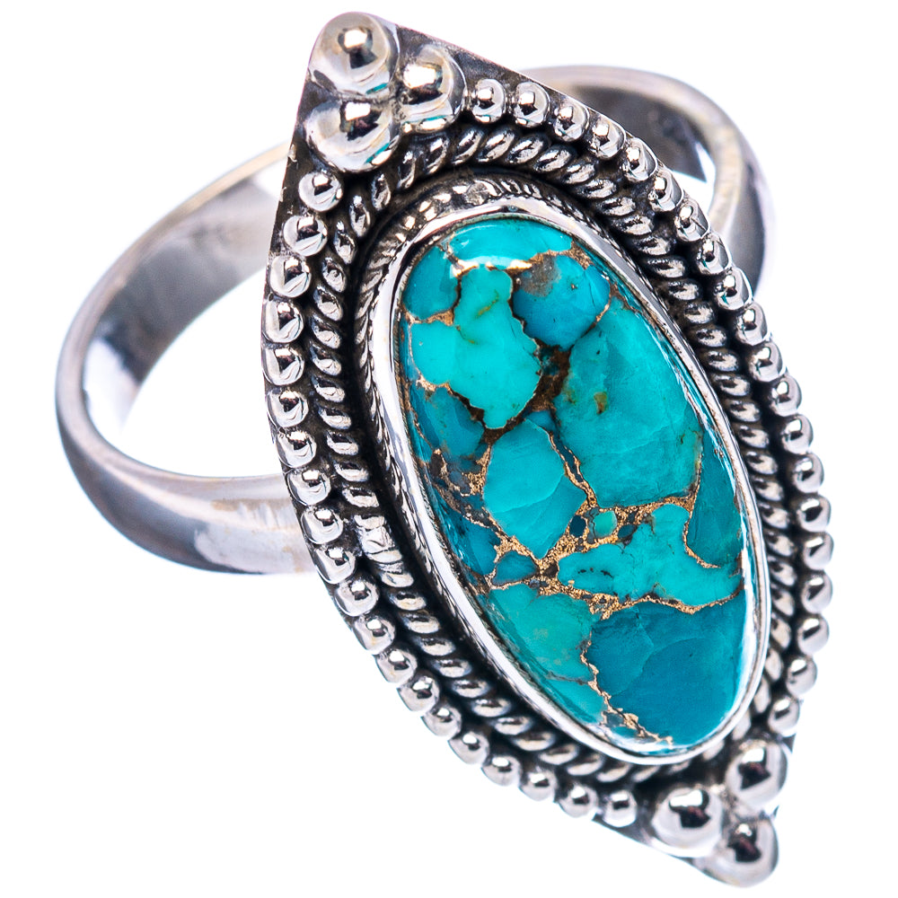 Blue Copper Turquoise Ring Size 8.5 (.925 Sterling Silver)
