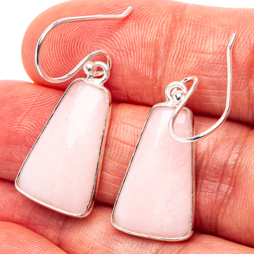 Pink Opal Earrings 1 3/8" (.925 Sterling Silver)