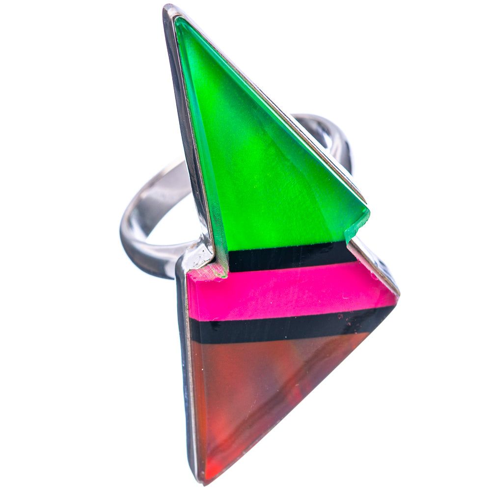 Premium Aura Opal Bolt Ring Size 7.75 (.925 Sterling Silver)