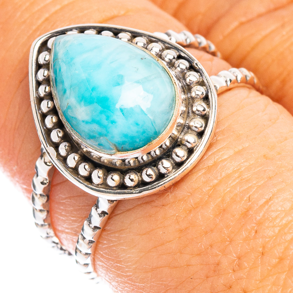 Rare Larimar Ring Size 8 (925 Sterling Silver) R7876