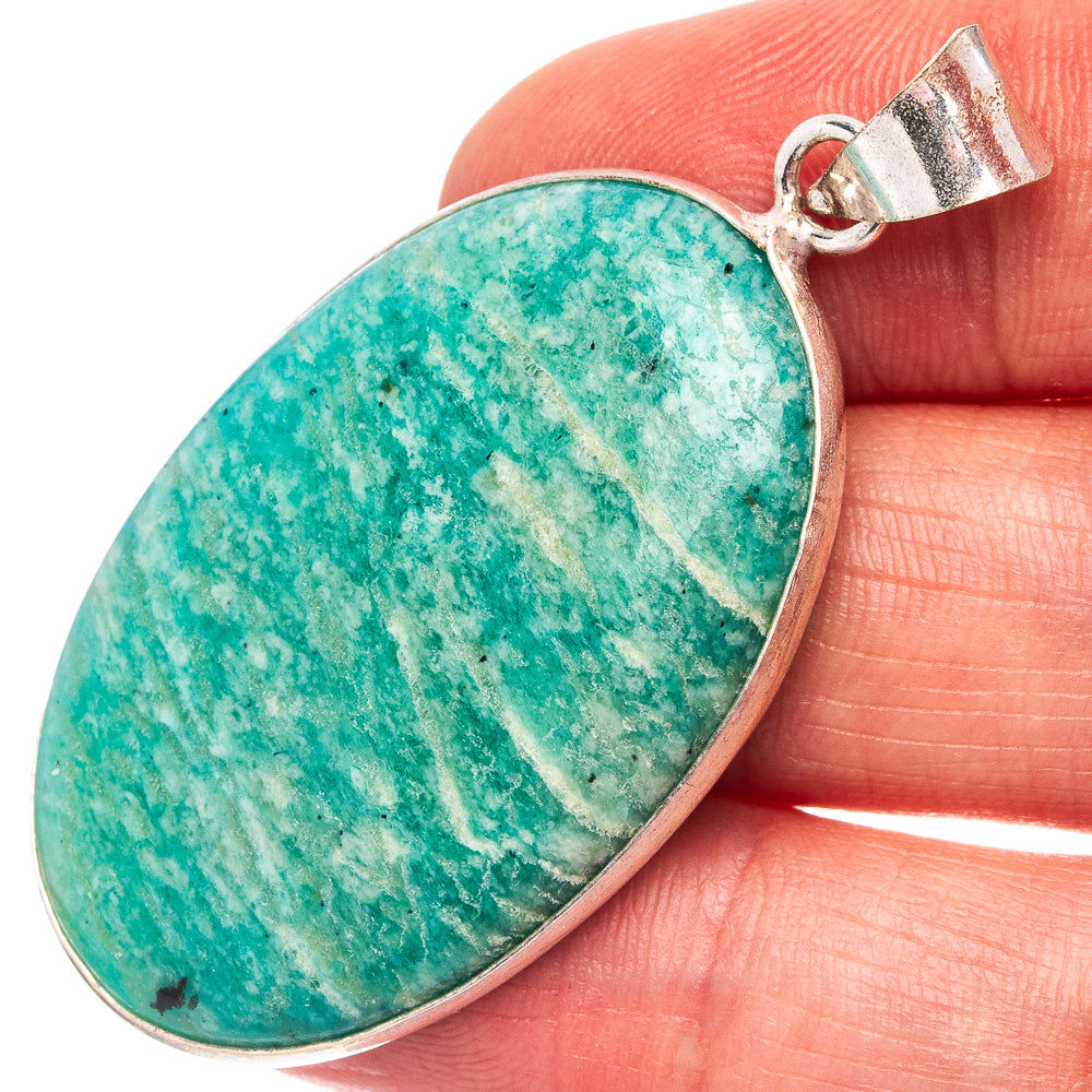 Amazonite Pendant 2" (Silver Plated)