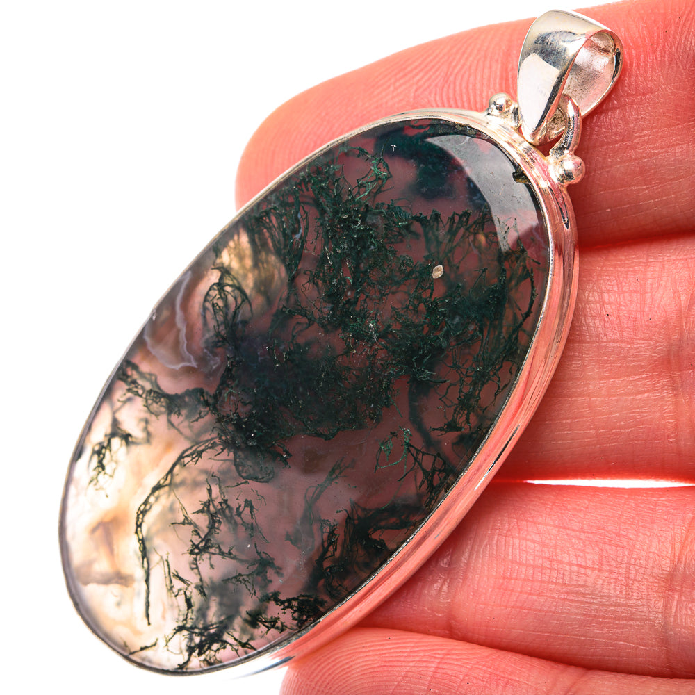 Green Moss Agate Pendant 2 1/4" (925 Sterling Silver) PD38469