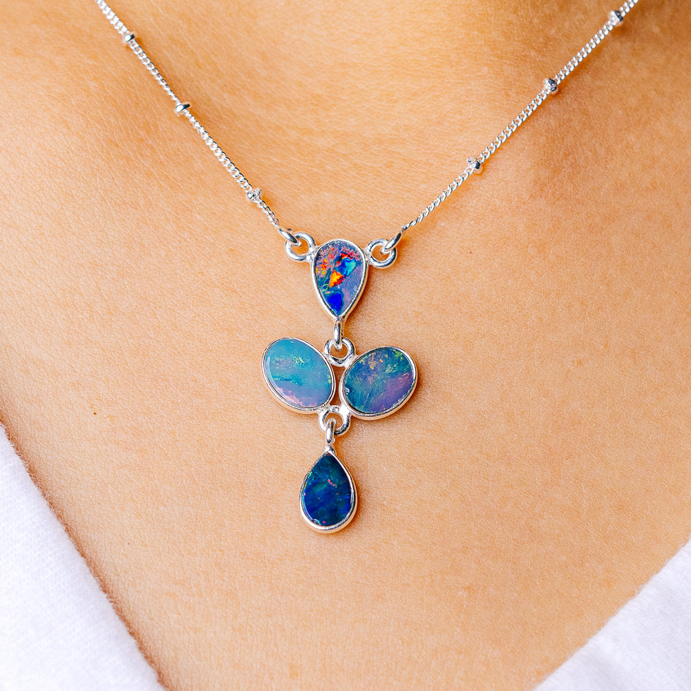Doublet Opal Necklace 16.375 (925 Sterling Silver) N90201