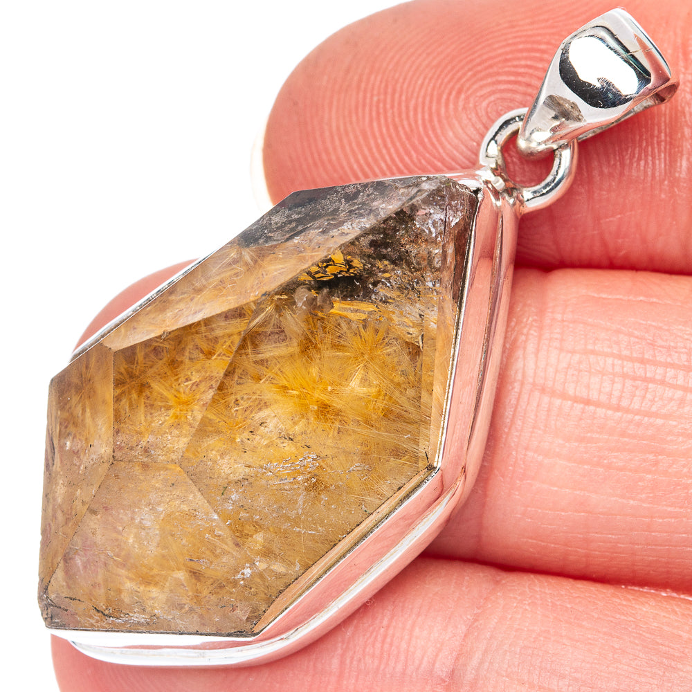 Rare Star Rutilated Quartz Pendant 1 5/8" (925 Sterling Silver) P41432