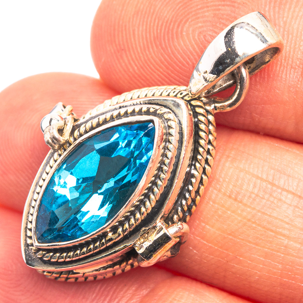 Poison Blue Topaz Pendant 1 1/4" (925 Sterling Silver) P38914