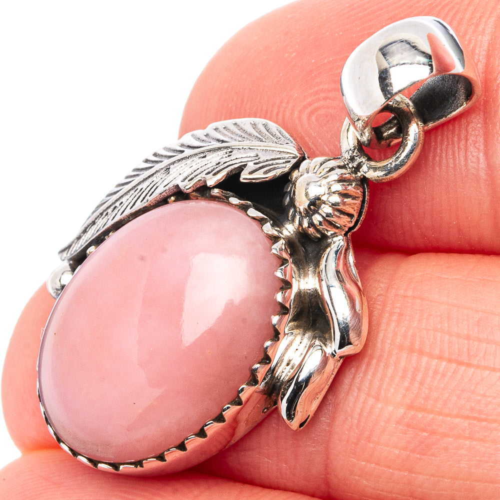 Pink Opal Pendant 1 1/4" (.925 Sterling Silver)