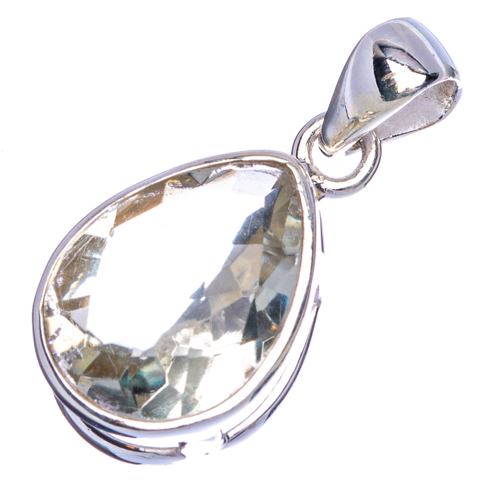 Faceted Green Amethyst Pendant 1 1/8" (925 Sterling Silver) P40536