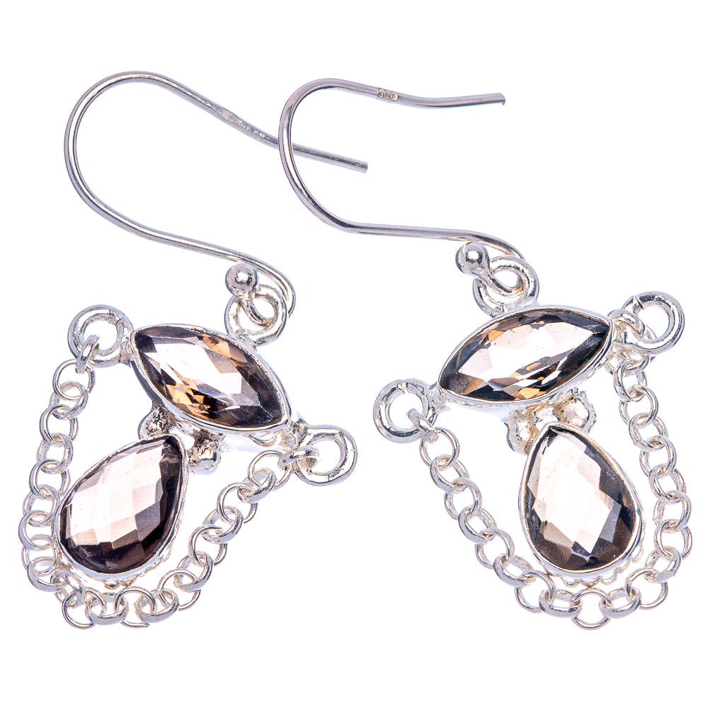 Smoky Quartz Earrings 1 1/2" (925 Sterling Silver) E433454