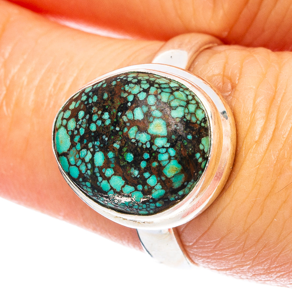 Rare Arizona Spider Web Turquoise Ring Size 7.25 (925 Sterling Silver) R4815