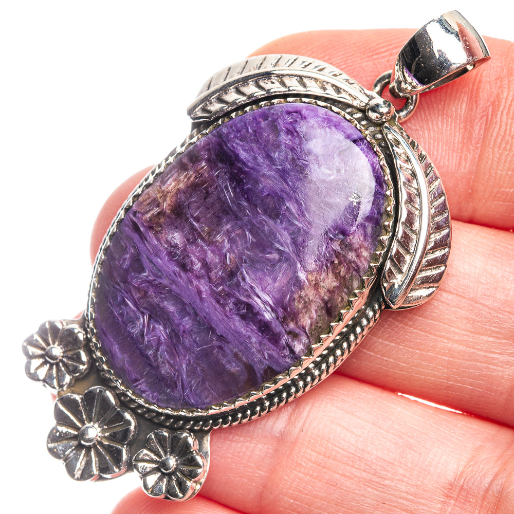 Charoite Pendant 2" (925 Sterling Silver) P39361