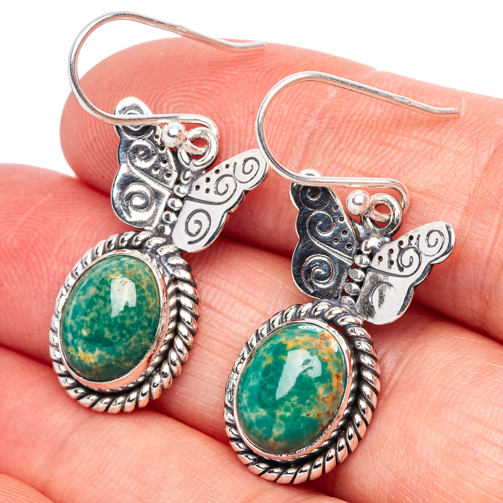 Chrysocolla Butterfly Earrings 1 3/8" (925 Sterling Silver) E1421