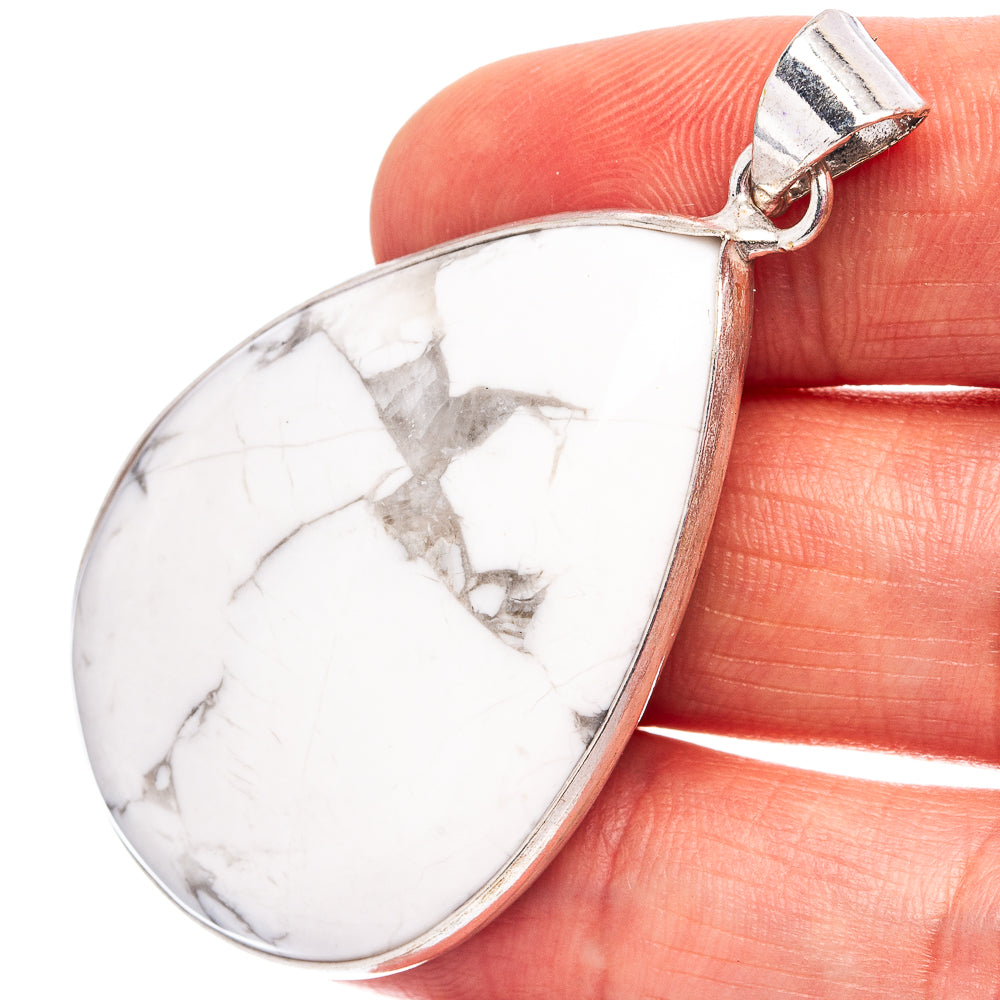 Howlite Pendant 2 1/8" (Silver Plated)