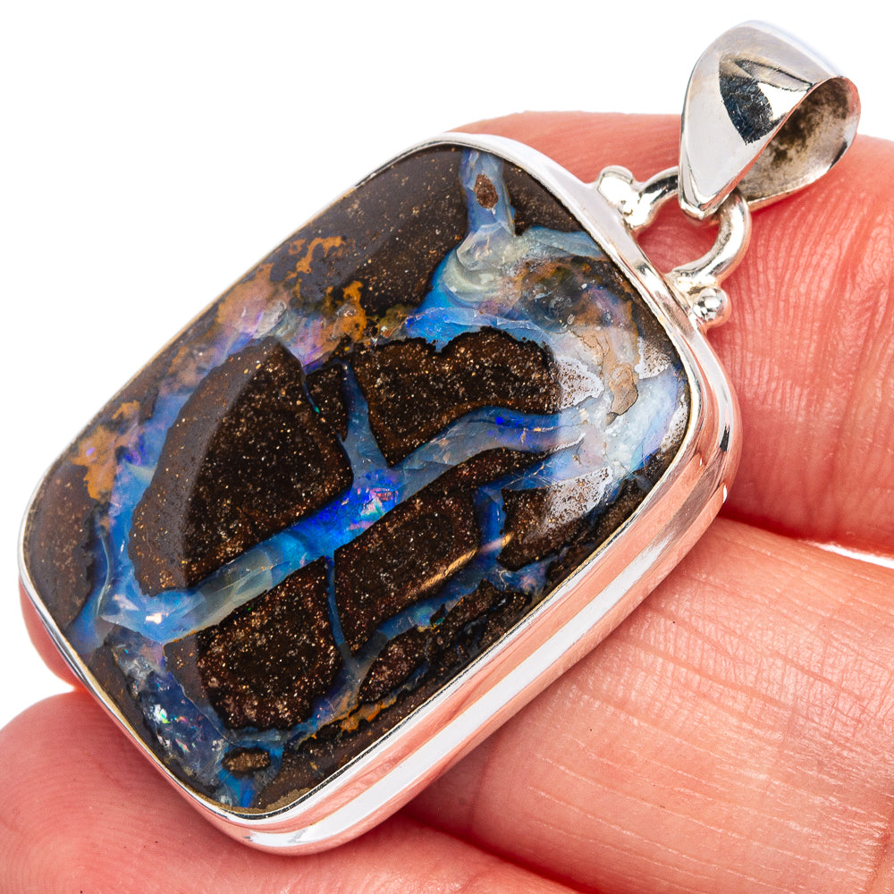 Rare Boulder Opal Pendant 1 1/2" (925 Sterling Silver) P40388
