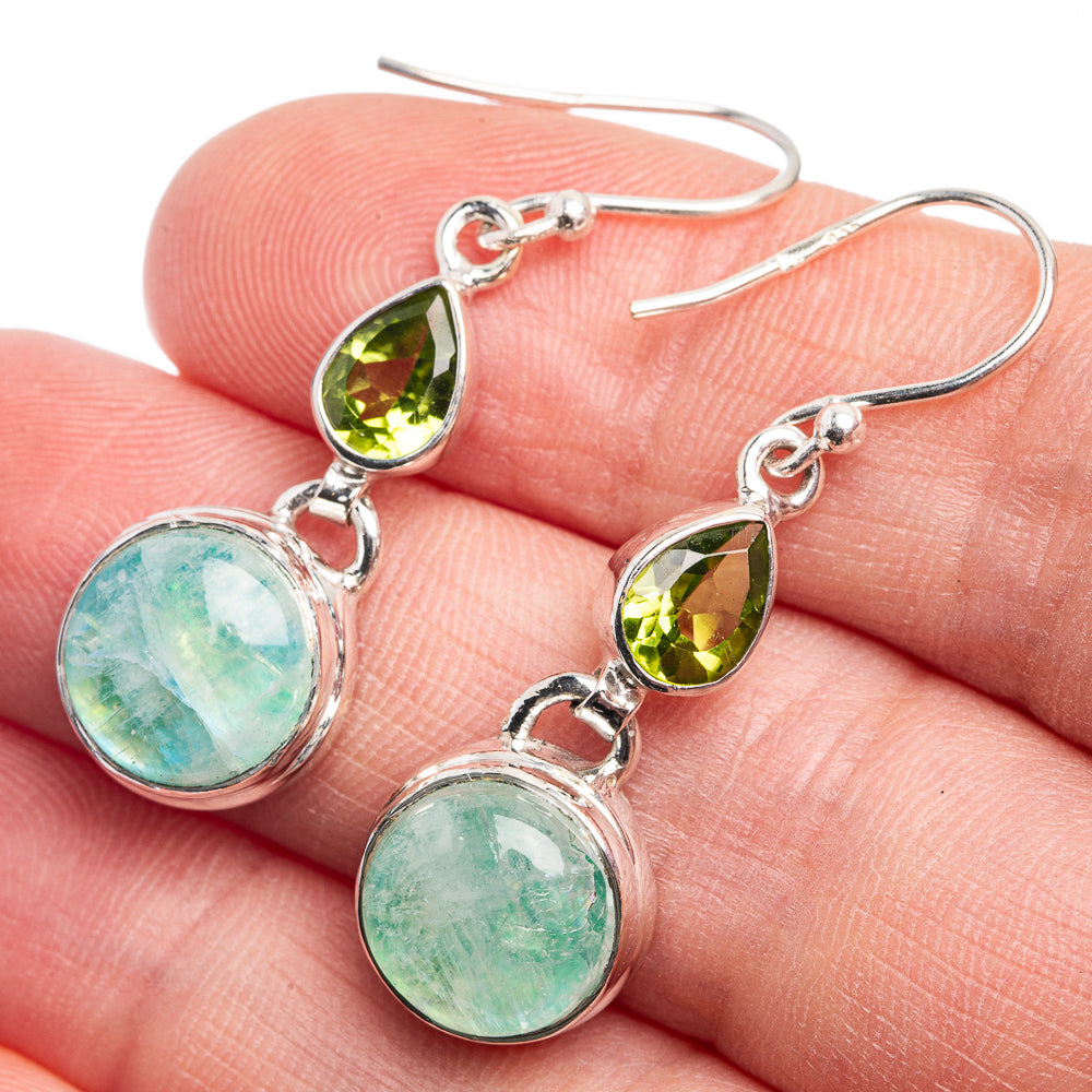 Green Moonstone, Peridot Earrings 1 1/2" (925 Sterling Silver) E432432