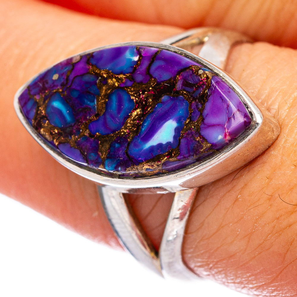 Purple Copper Composite Turquoise Ring Size 7.5 (925 Sterling Silver) R146501