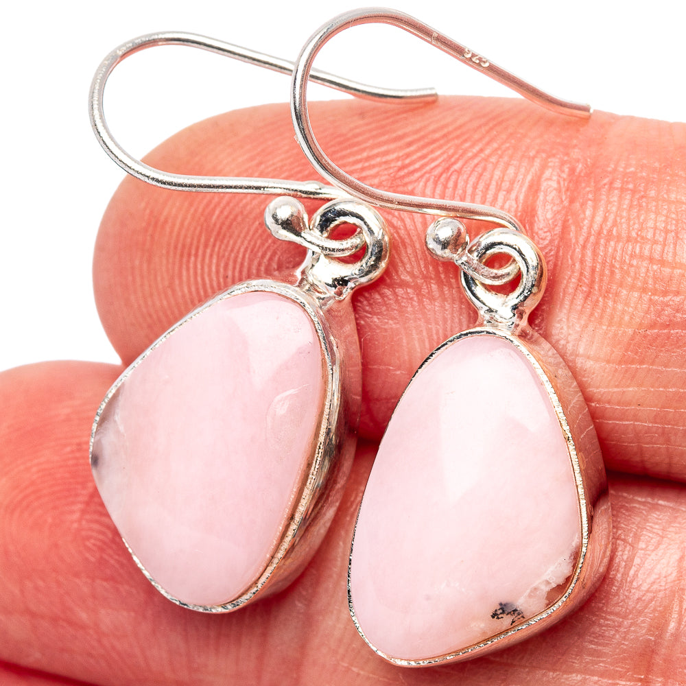 Pink Opal Earrings 1 1/4" (.925 Sterling Silver)