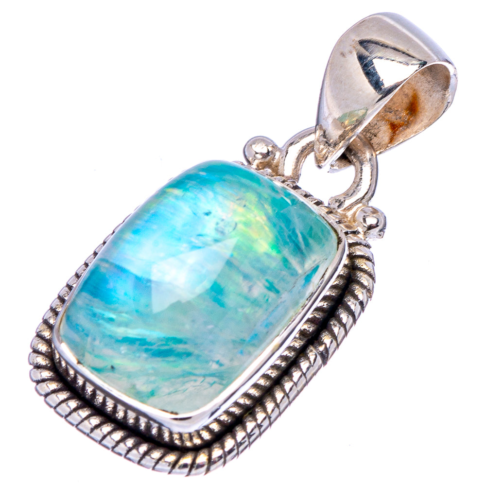 Green Moonstone Pendant 1 1/8" (.925 Sterling Silver)