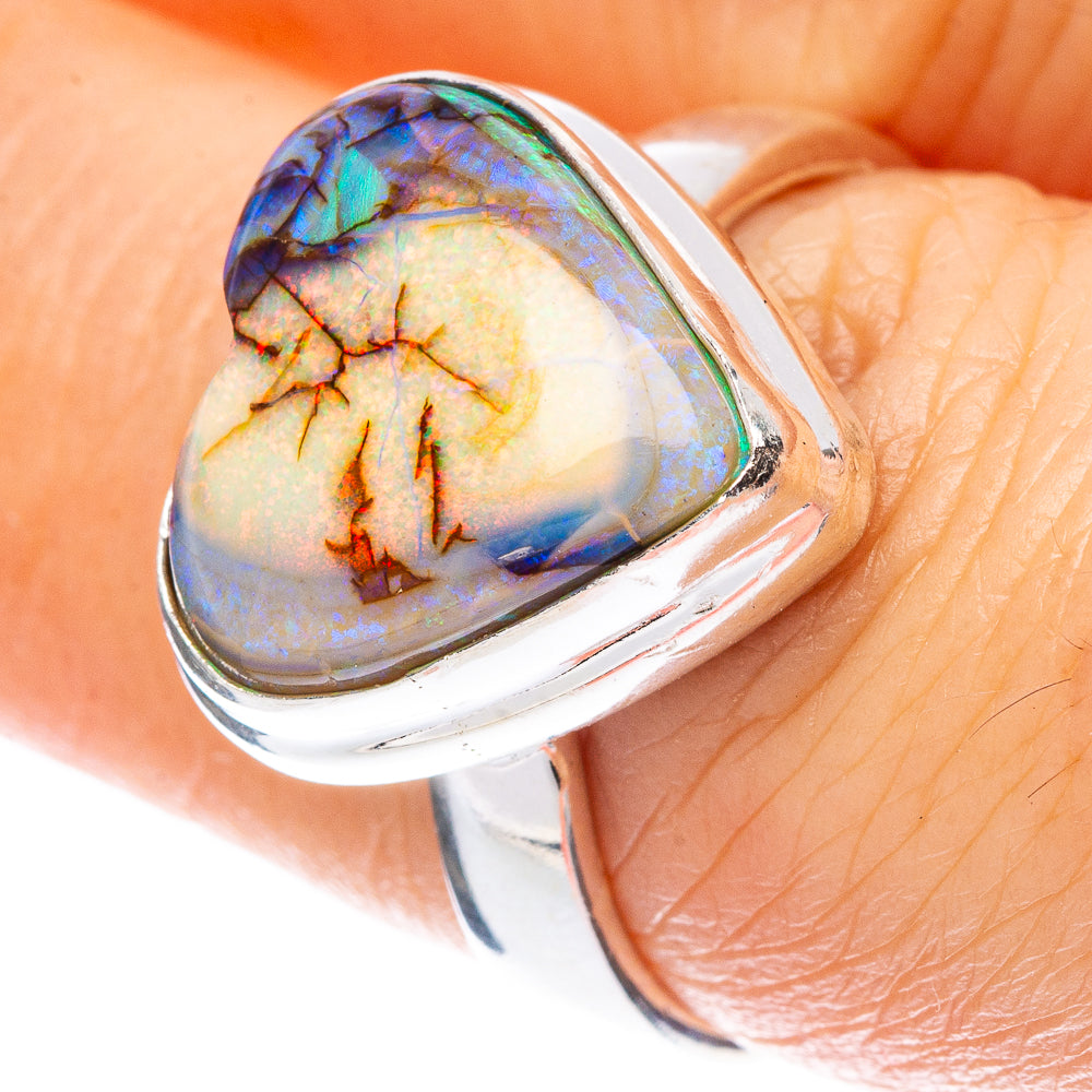 Rare Sterling Opal Heart Ring Size 7.25 (925 Sterling Silver) R2258