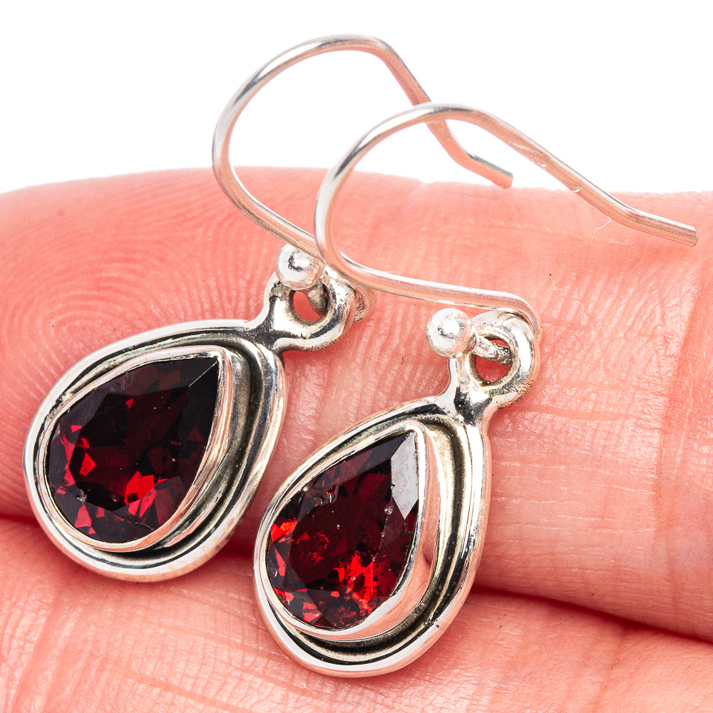 Garnet Earrings 1 1/8" (925 Sterling Silver) E433431