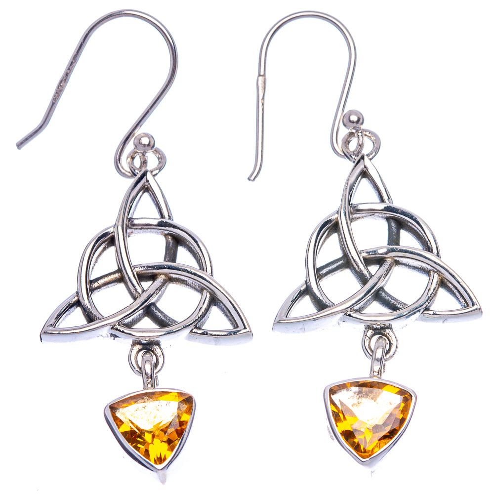 Faceted Citrine Earrings 1 3/4" (925 Sterling Silver) E433427