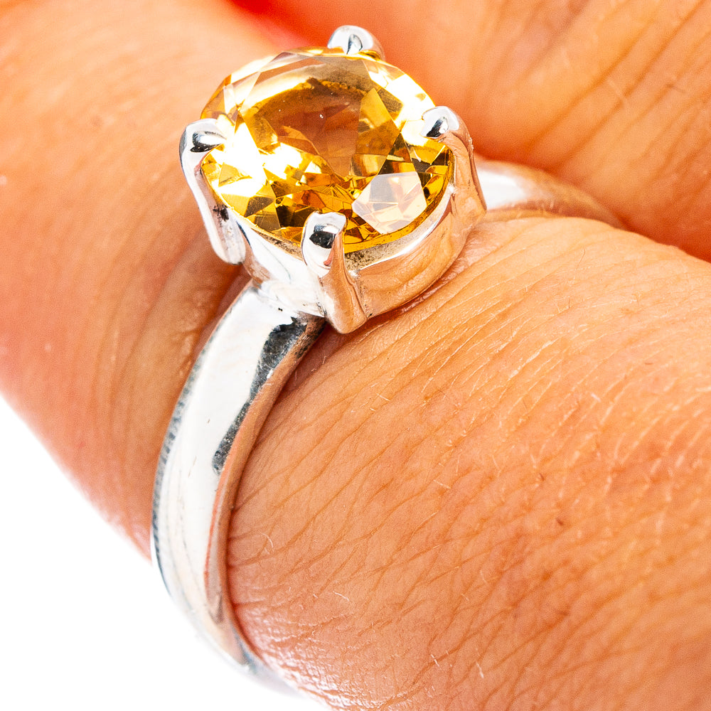 Faceted Citrine Ring Size 7.75 (.925 Sterling Silver)
