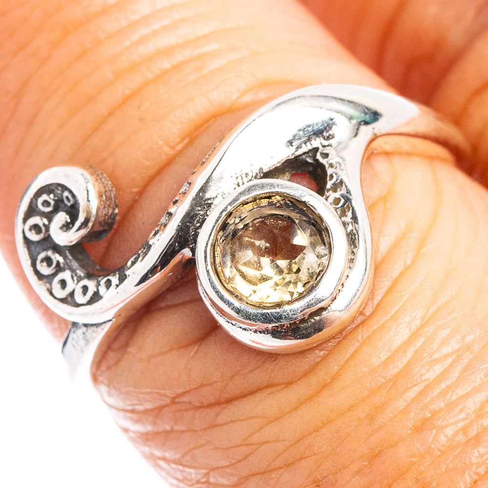 Citrine Wave Dainty Ring Size 7.75 (.925 Sterling Silver)