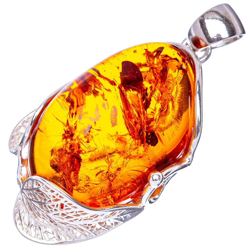 Anasilvercos Baltic Amber Pendant 2 1/8" (925 Sterlnig Silver)
