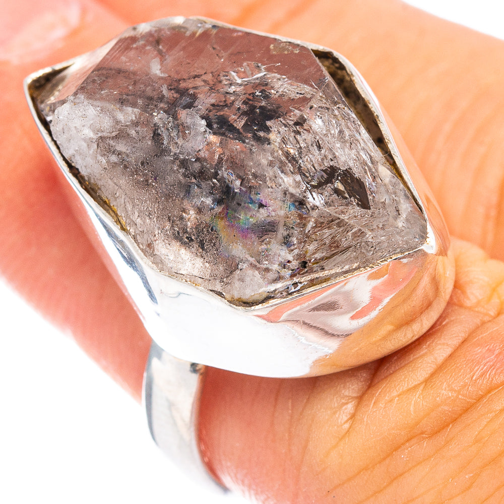 (Classic Series) Herkimer Diamond Ring Size 5.5 (.925 Sterling Silver)