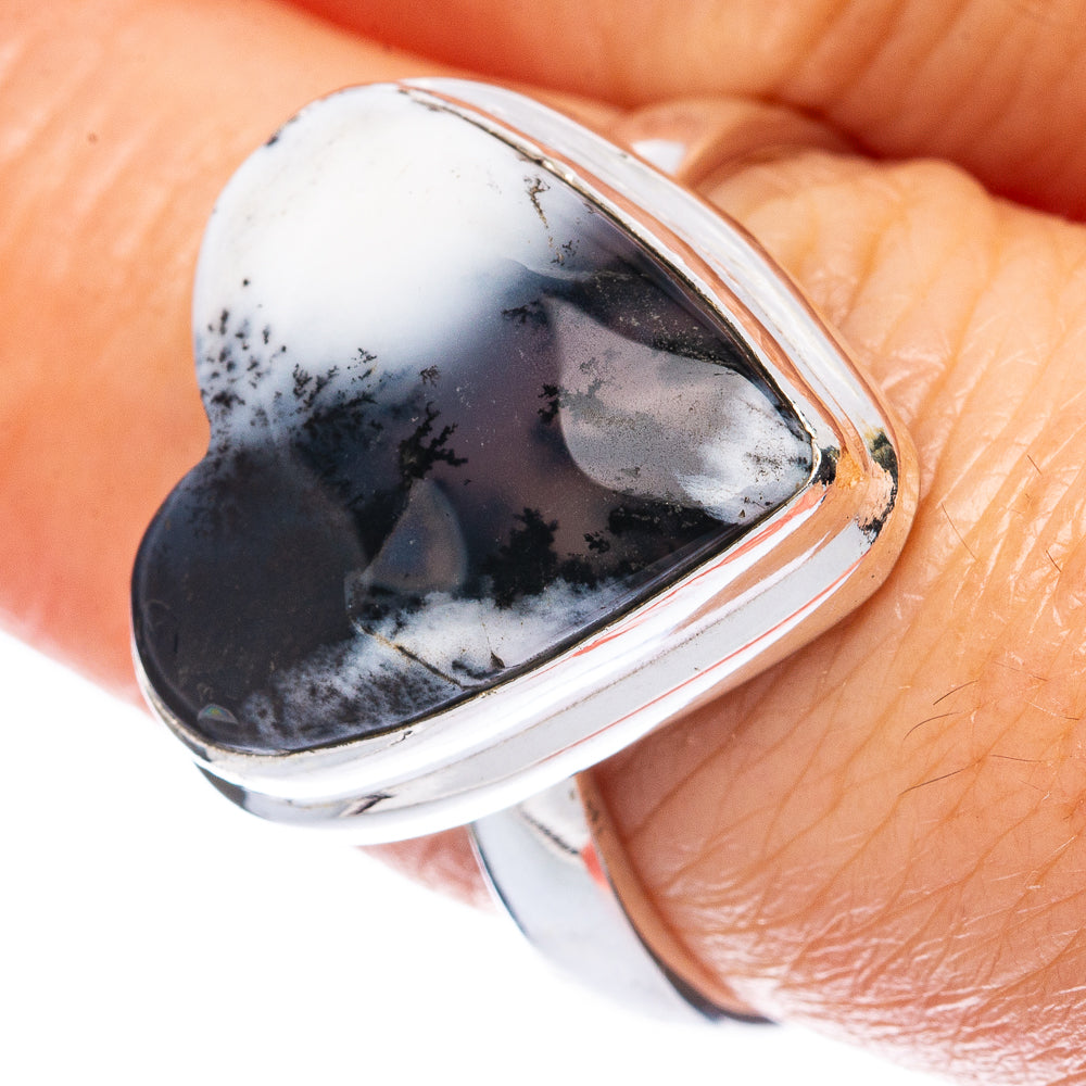 Dendritic Opal Heart Ring Size 8 (925 Sterling Silver) R2946