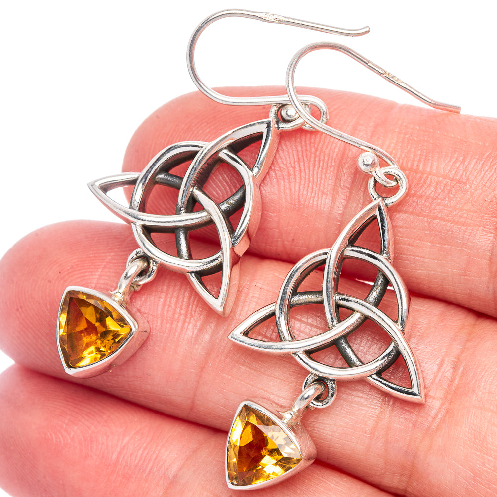 Faceted Citrine Earrings 1 3/4" (925 Sterling Silver) E433427