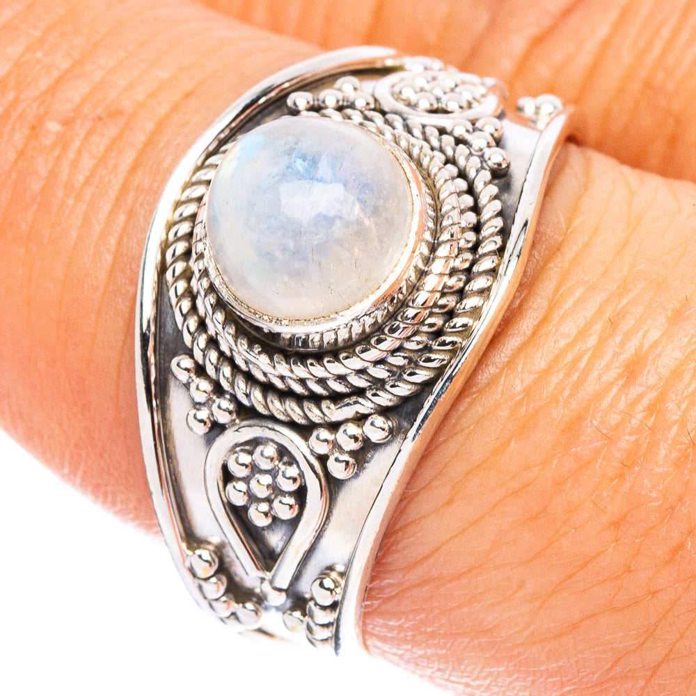 Rainbow Moonstone Ring Size 8.25 (925 Sterling Silver) R7954