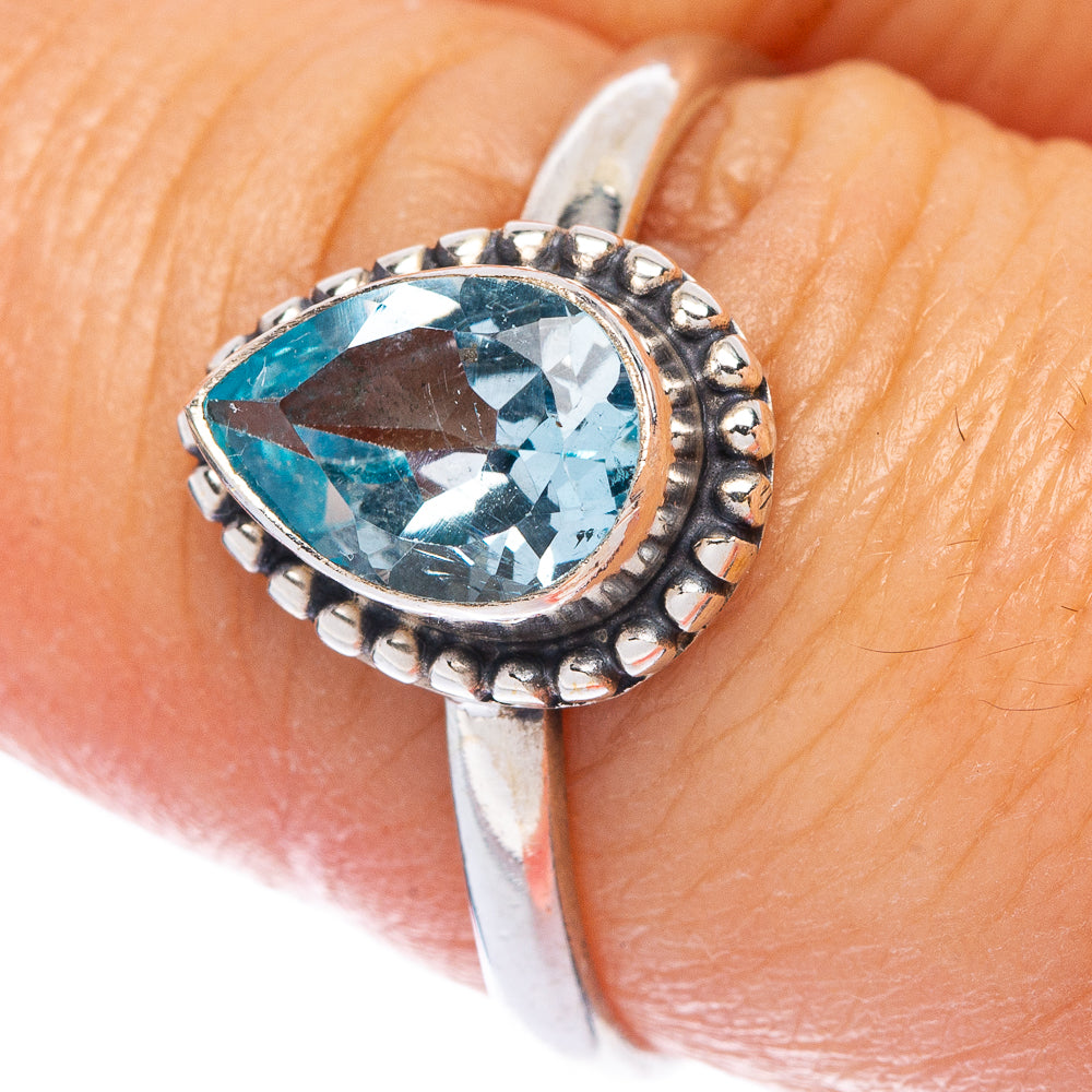 Blue Topaz Dainty Ring Size 8.25 (925 Sterling Silver) R145761