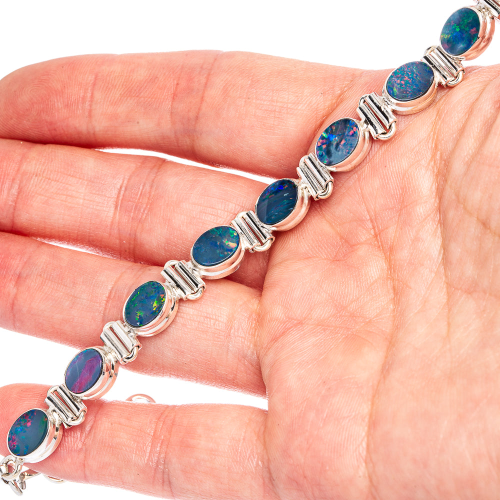 Rare Doublet Opal Bracelets 6 1/2 To 8 1/8" (925 Sterling Silver) B90362