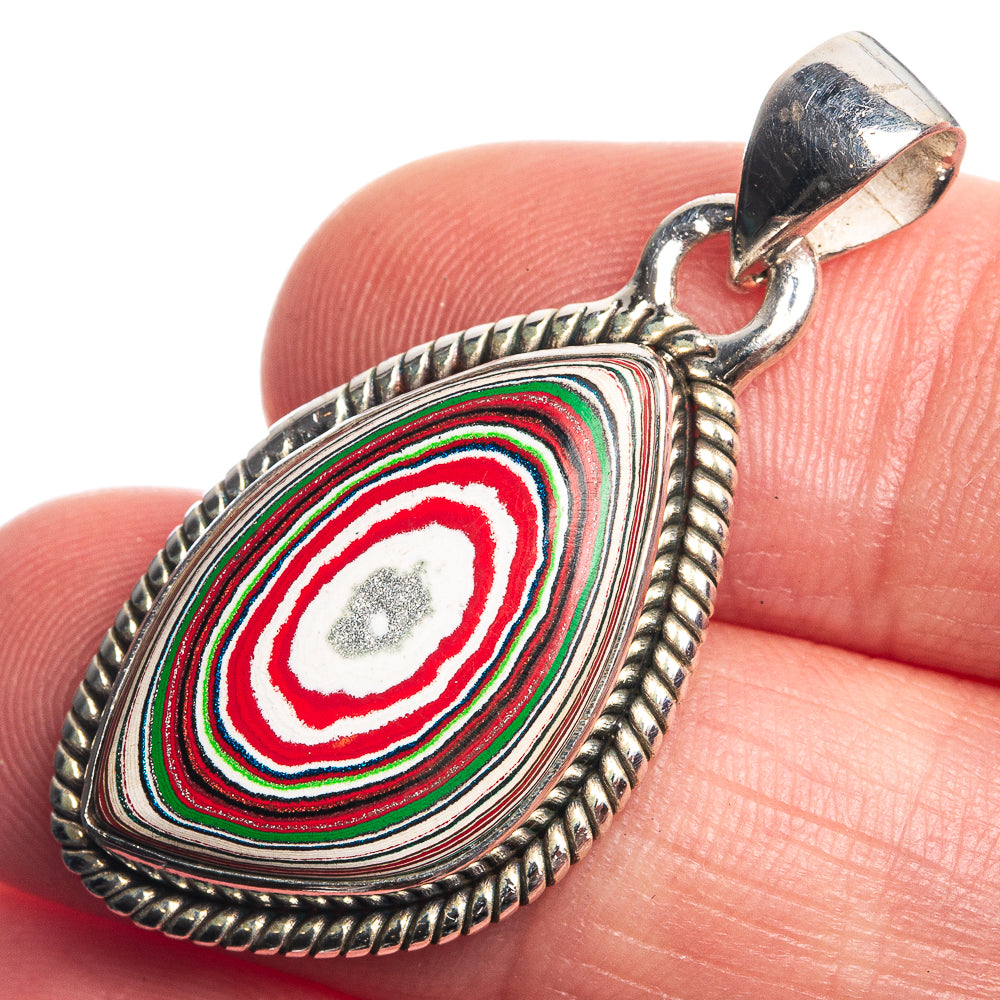 Fordite 925 Sterling Silver Pendant 1 3/8"