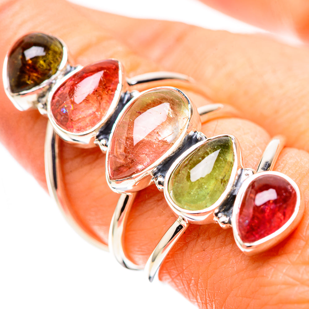 Signature Large Morganite, Garnet, Green Tourmaline Ring Size 7.75 (925 Sterling Silver) RING138176